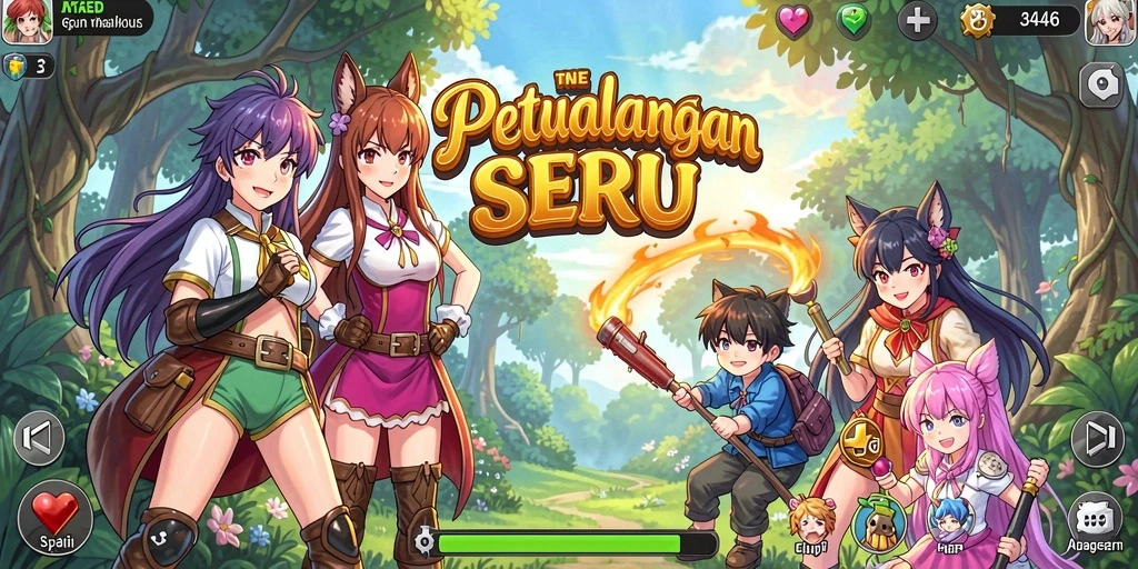 Gameplay seru dalam dunia Anime penuh warna.