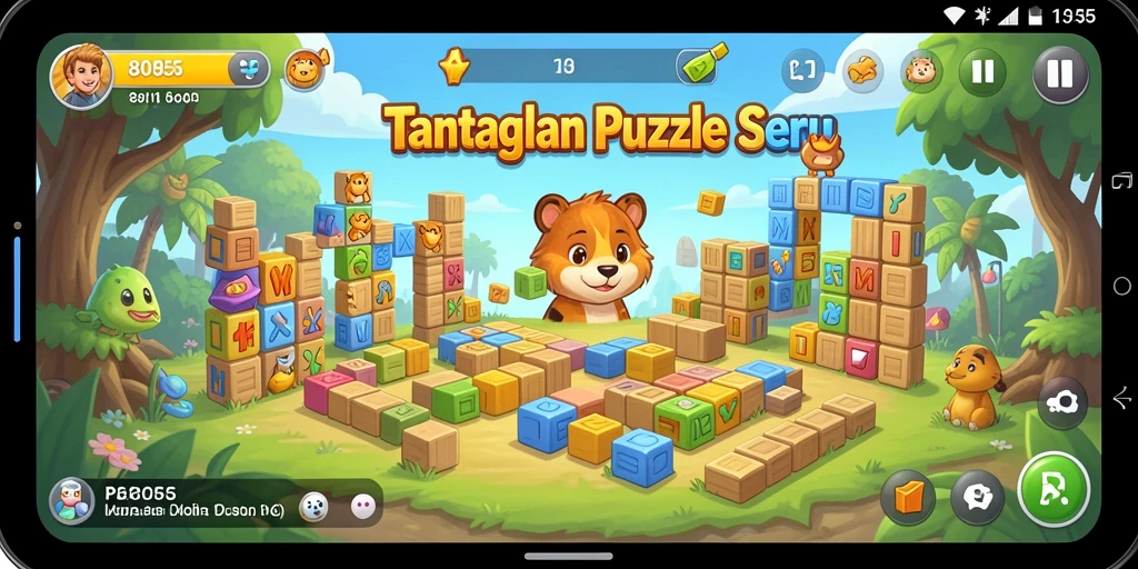 Tangkapan layar gameplay 8055 menampilkan berbagai tantangan puzzle yang menarik.