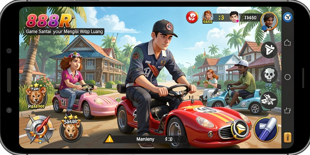 Tampilan gameplay santai dari 888R dengan berbagai level menarik.