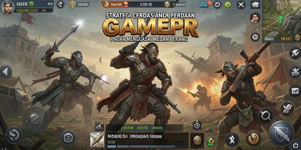 Screenshot permainan menunjukkan taktik dan strategi dalam action.