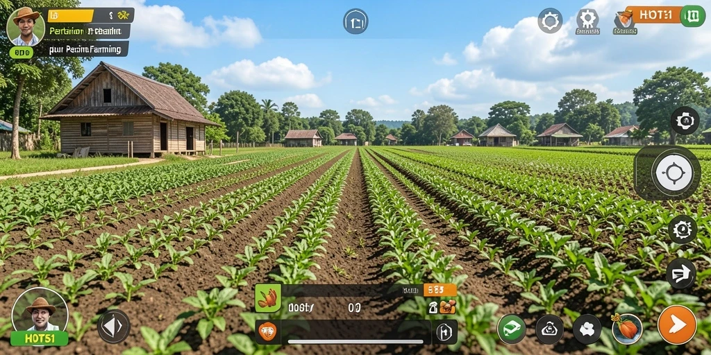 Gameplay HOT51 yang menarik dengan beragam aktivitas pertanian.