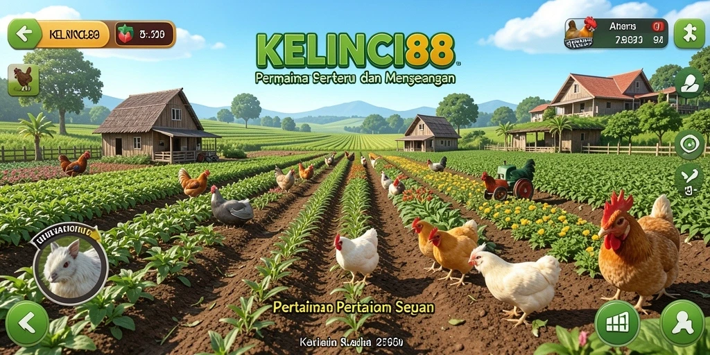 Tampilan gameplay menarik dalam KELINCI88 dengan berbagai aktivitas pertanian.