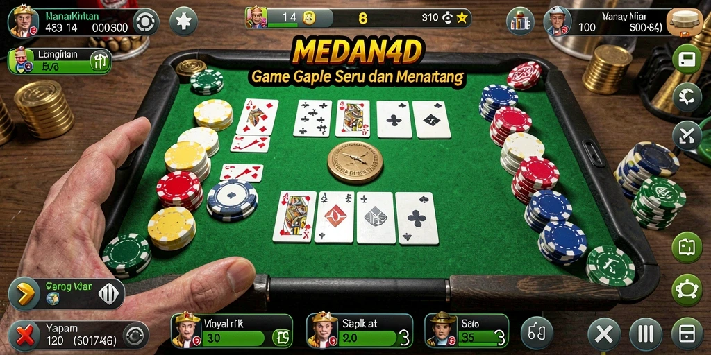 Tampilan menarik dari gameplay Gaple yang seru di MEDAN4D.